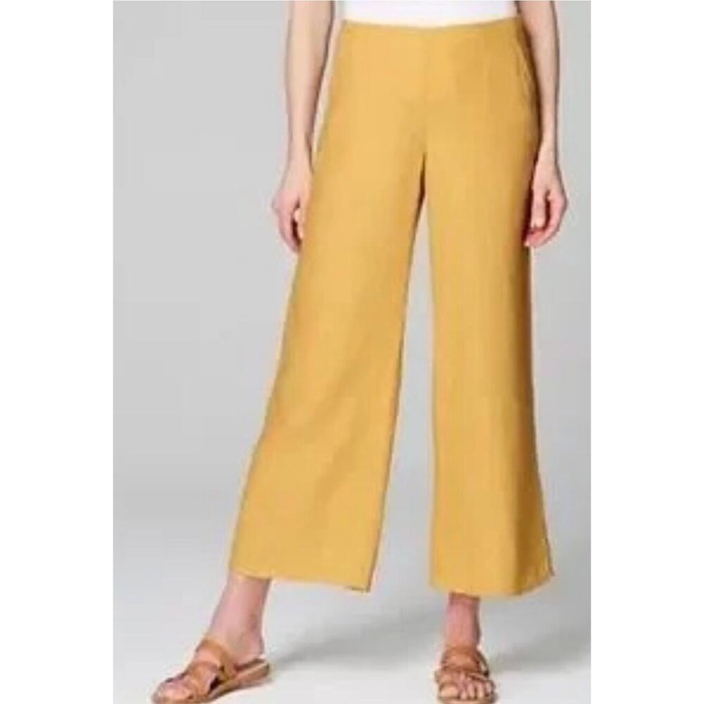 NEW J. Jill Love Linen Wide Leg Crop Pants in Golden Sun 4X Lagenlook Resort
